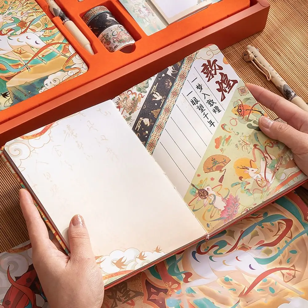 Retro Full-Color Notebook Good-looking Hardcover 3D Pattern Scrapbook China-Chic Creative Design Diary Notebook Office Supply