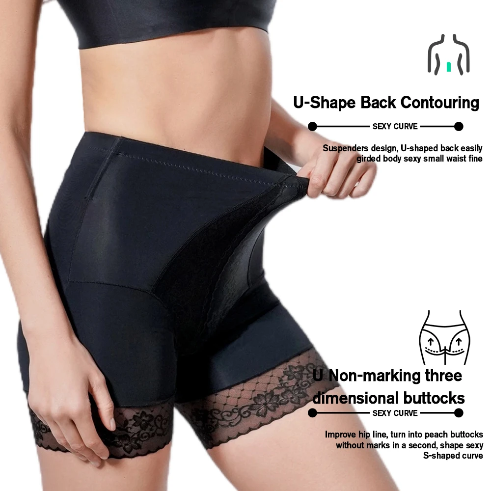 2024 New Women belly slimming Plus Big Size Safety Pants Soft and Comfortable Elastic Material Shorts with Lace Panties