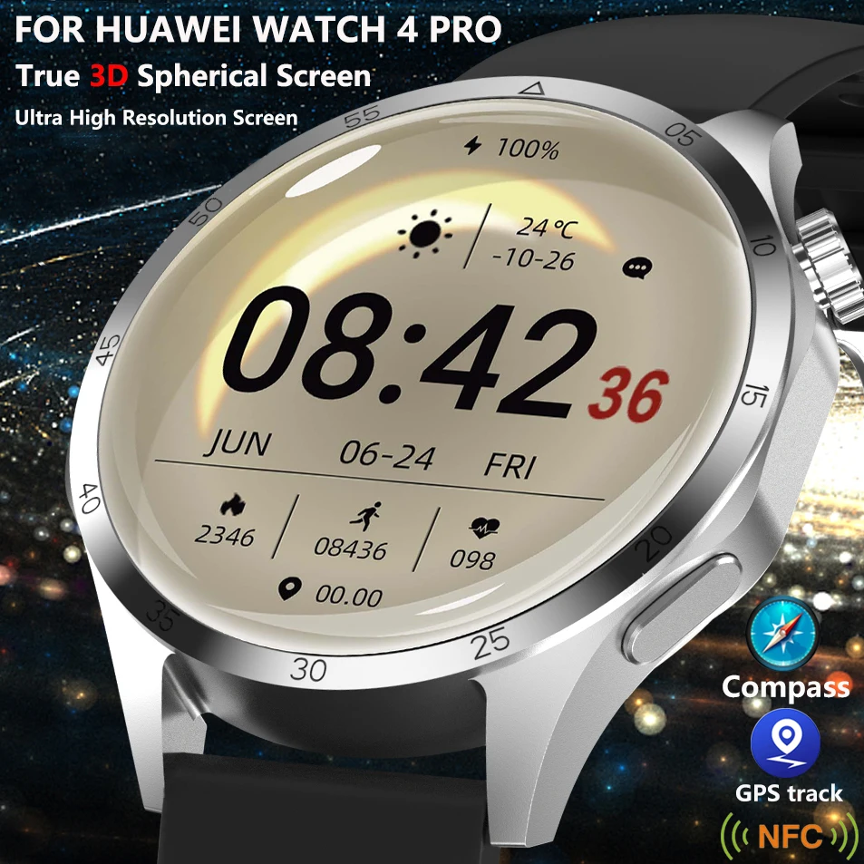 GT4 Pro + Smartwatch para homens, relógios esportivos, trajetória GPS, tela 3D 460x460, NFC, IP68 impermeável, novo, 2022