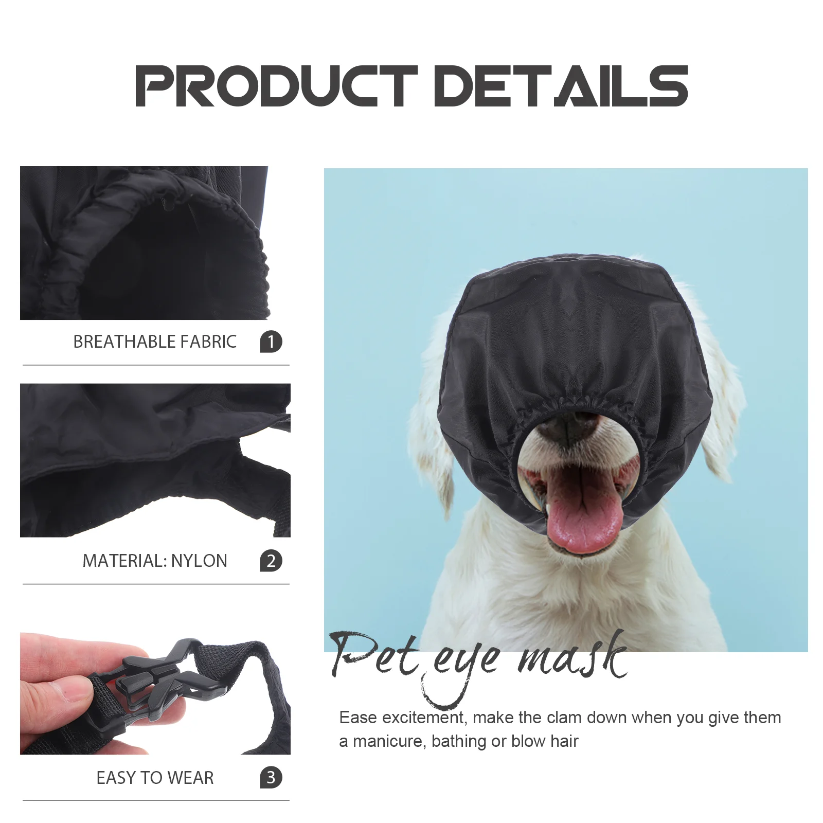 Nylon Pet Mask Decompression Blinder Soft Breathable Anti Excitement Easy Wear Portable Use Dog Cat Eye Patch