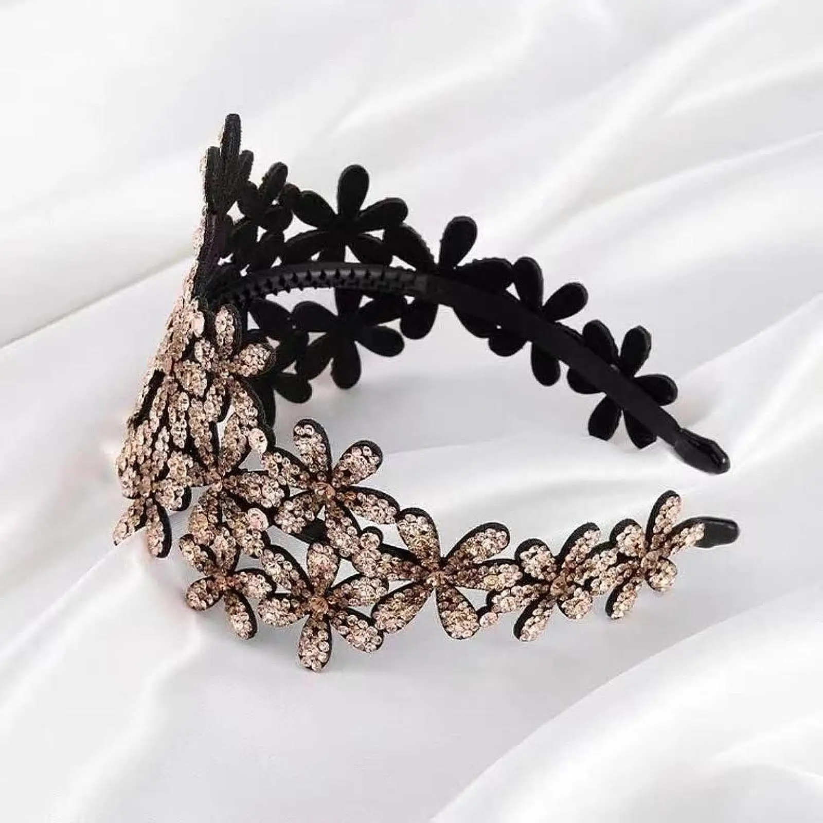 Jeweled Hair Hoops Headpiece Bling Hair Band Wide Headband Non Slip Comb Hard Headband for Girls Parties Weddings Friends Family