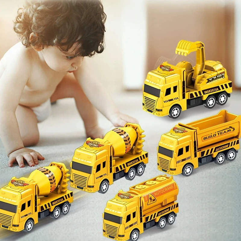 Kids Toys Car Inertia Sanitation Truck Models Pull Back Military Engineering Vehicle Fire Engine Boys Toys For Children Gift