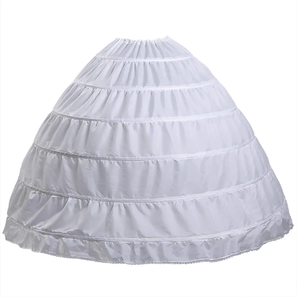 Jupon Crinoline pour Femme, Jupe 6 Cerceaux, Ligne A, Slip, Longueur au Sol, Sous-Jupe pour Robe de Mariée, Robe de Bal