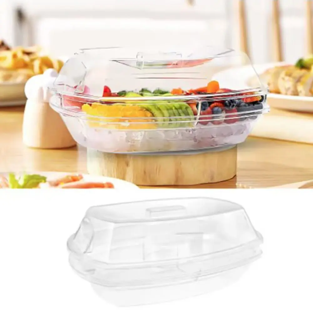 

Plastic Chilled Fruit Tray 5 Compartments Transparent Chilled Serving Platter with Lid Large Capacity Chilled Food Bowl Camping