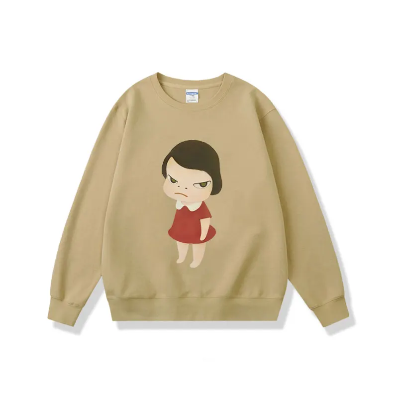 

Yoshitomo Nara Red Dress Girl Graphic Sweatshirt Men Women's Cartoon Pullover Male Cute Funny Oversized Streetwear Sweatshirts