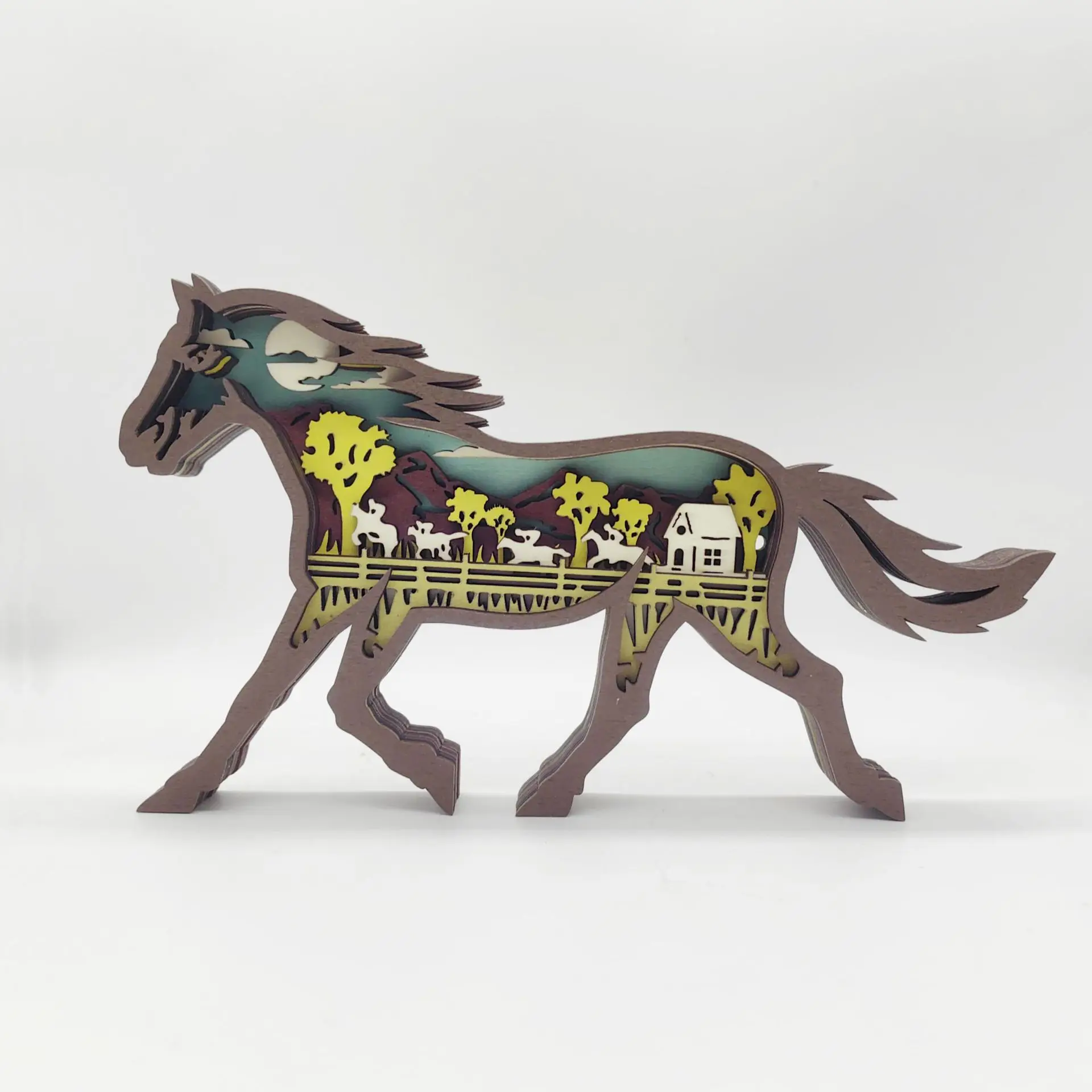 Hot Selling New Animals Various Wooden Creative Decorations Handicrafts And 3D Lighting In The Home Interior Outdoors