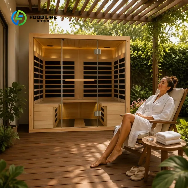 Customized 3-Person Electric Commercial Far Infrared Sauna Solid Red Cedar Hemlock Wood Modern Living Room Bedroom