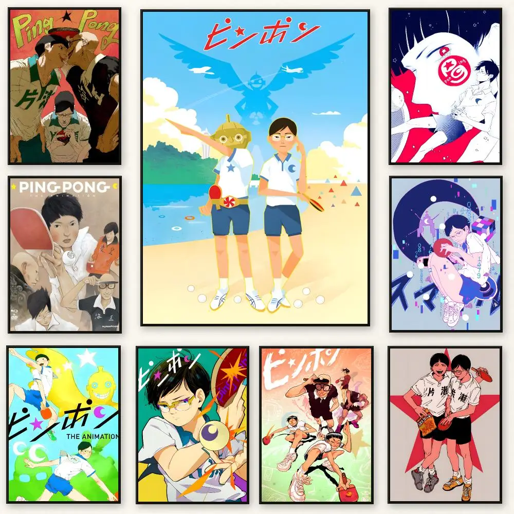 Sports Anime P-Ping Pong The Animation Poster Frameless Peel-and-Stick Removable Wall Art Print