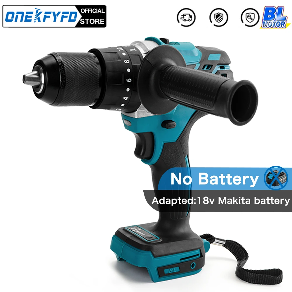 3 In 1 13mm Brushless Hammer Drill Impact Electric Screwdriver Steel / Wood / Bare Tool For Makita 18V Lithium Battery