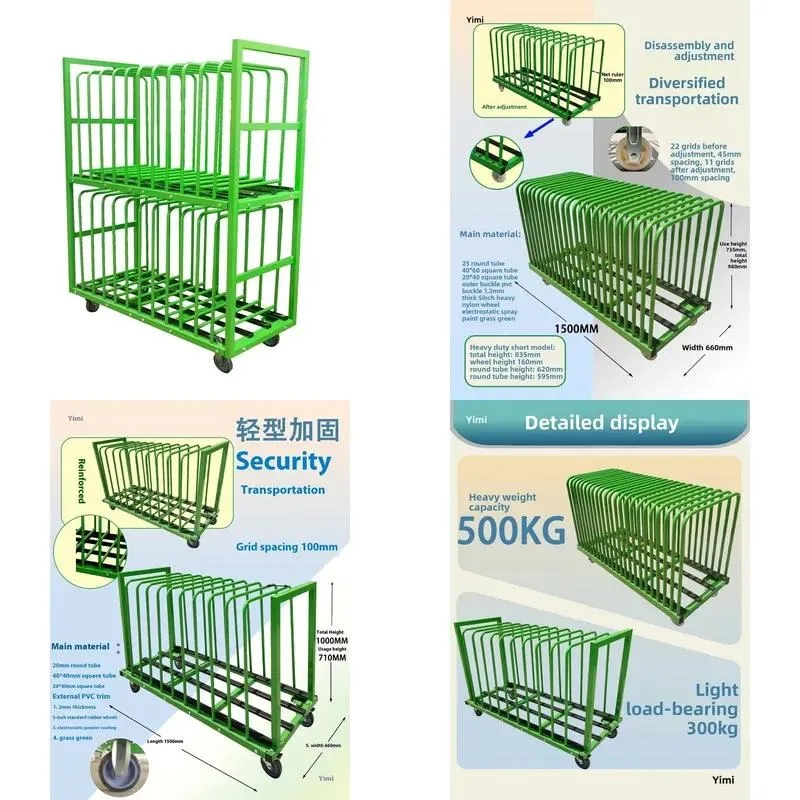 Custom Durable Steel Multi Layer Door Window Transport Rack with Wheels for Warehouse Storage