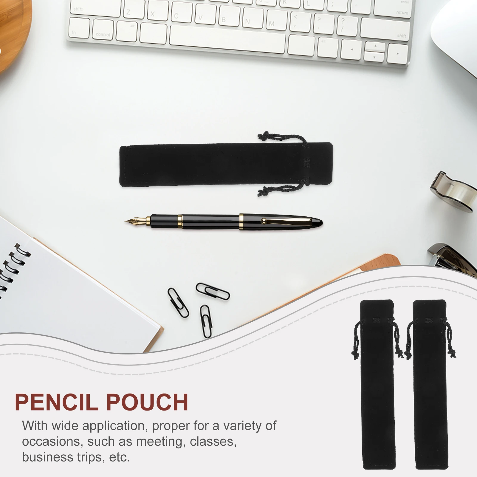 100個のエレガントなペンバッグ、ペン、鉛筆用、柔らかい裏地の収納ポーチ、コンパクトなホルダー、仕事、勉強、外出先での筆記用アクセサリー