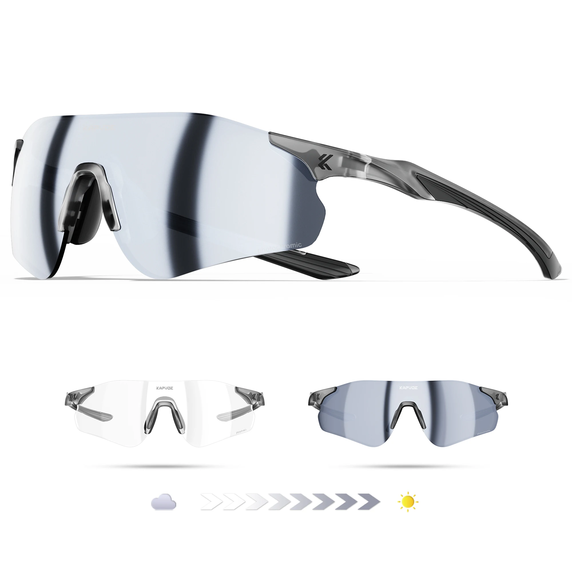 

Kapvoe New Cycling Photochromic Glasses Men Women Road Bicycle Sunglasses UV400 Sports Riding Eyewear Outdoor Running Goggles