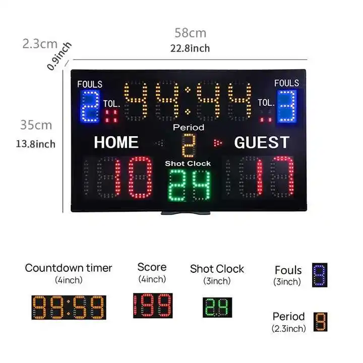 Portable Wireless Remote Console Control LED Digital Scoreboard, Electronic Scoring Display for Basketball Games view 3