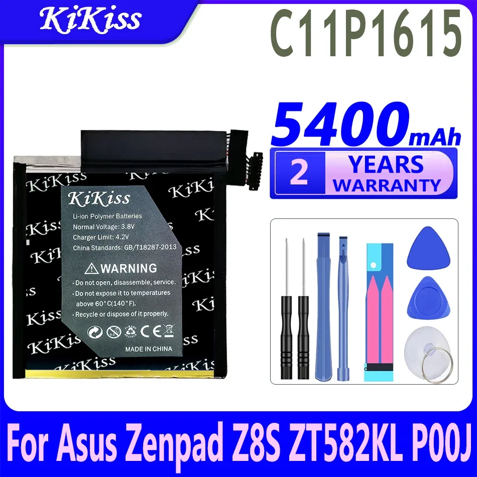 

5400mAh KiKiss Battery C11P1615 for Asus P00J, Zenpad Z8S, ZT582KL 0B200-02410000 High Capacity Rechargeable Battery