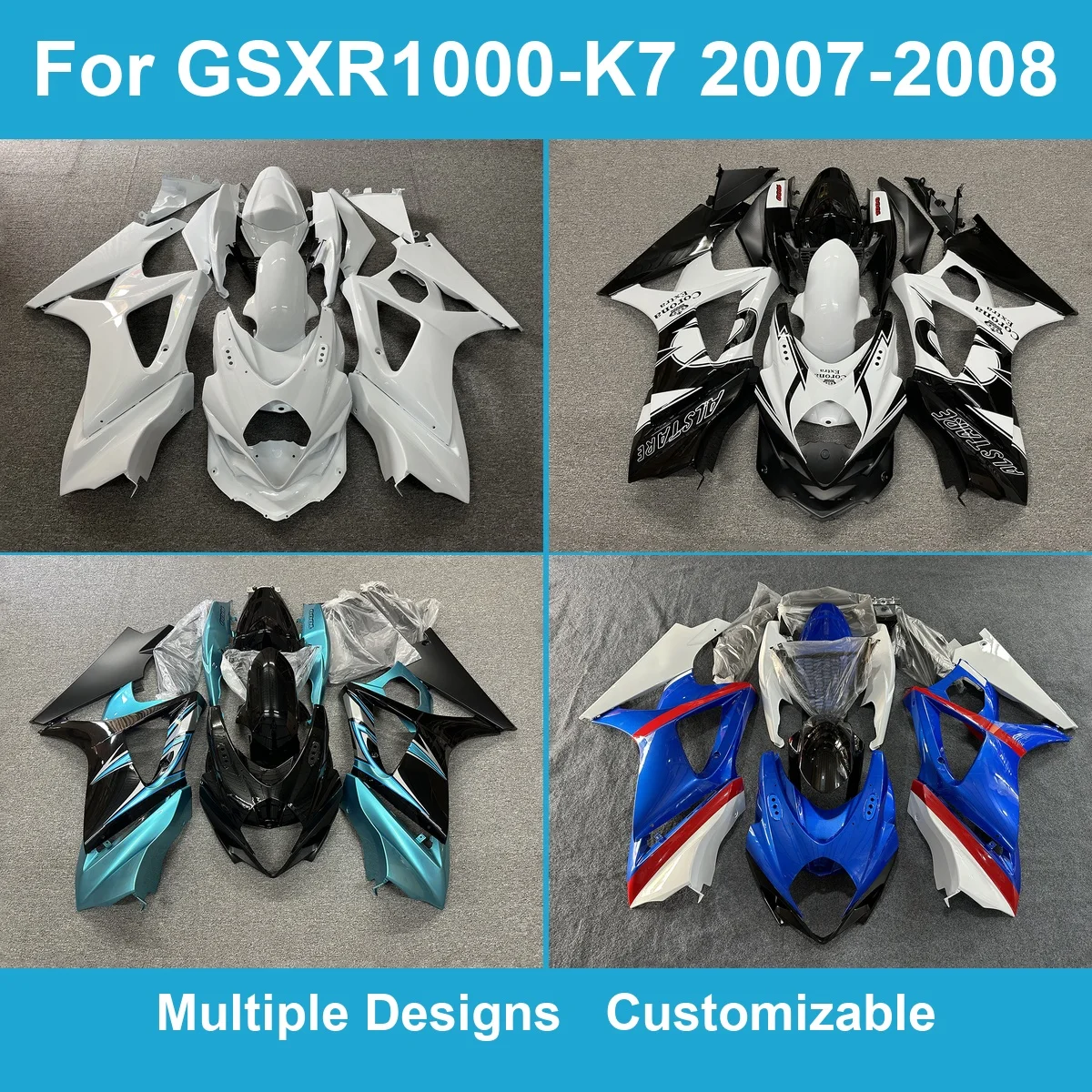 For GSX-R1000 2007-2008 K7 WVCL 1000cc Fairings Full Body Fairing Kit Injection ABS Plastic Bodywork Spares Sets Parts