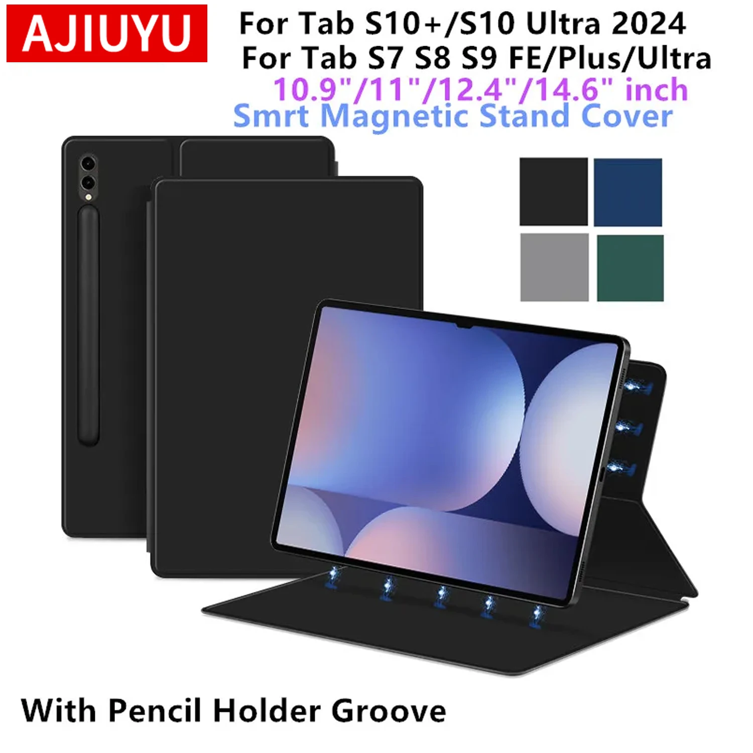 

Magnetic Case for Samsung Galaxy Tab S10+ S10 Plus S10 Ultra Smart Book Cover Folio for Samsung Tab S7 S8 S9 FE Plus Stand Cases