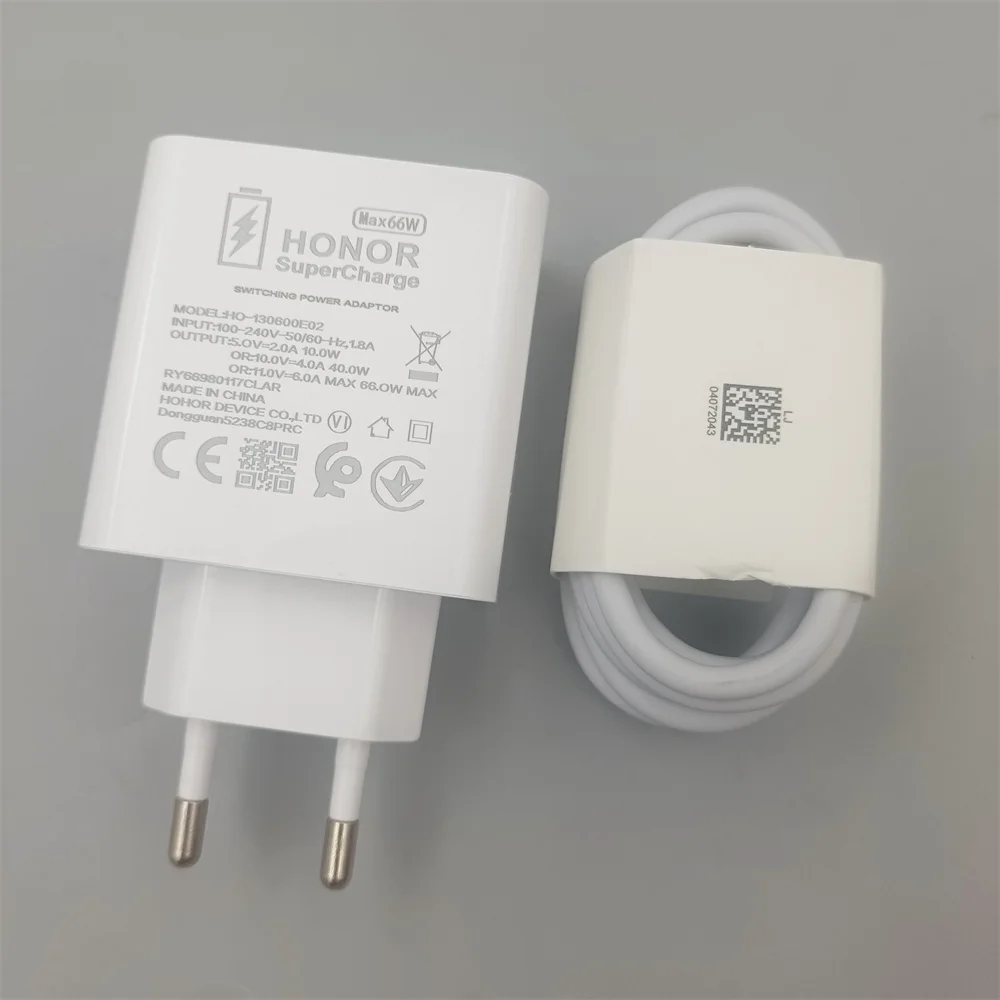 Original Honor 66W EU Plug SuperCharge Fast Charger Travel Adapter 6A Type C Cable For Honor 90 80 70 60 SE Pro Magic VS Fold V2 - náhled 3