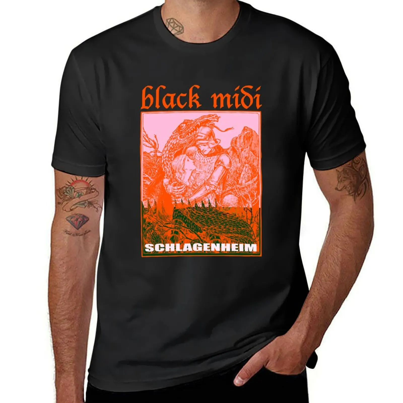 Black Midi Schlagenheim Active T-Shirt blanks tees summer top fitted t shirts for men