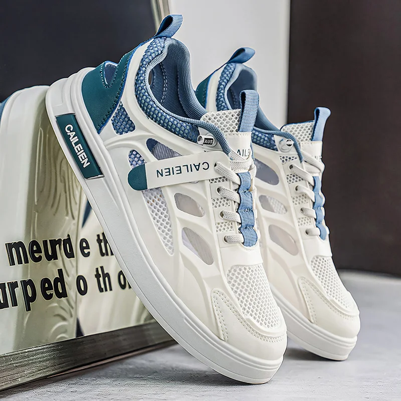 

Men's Casual Shoes Outdoor Comfortable Breathable Flat Mesh Sneakers Fashion Men's Hollow-out Skateboard Shoes Кроссовки Мужские