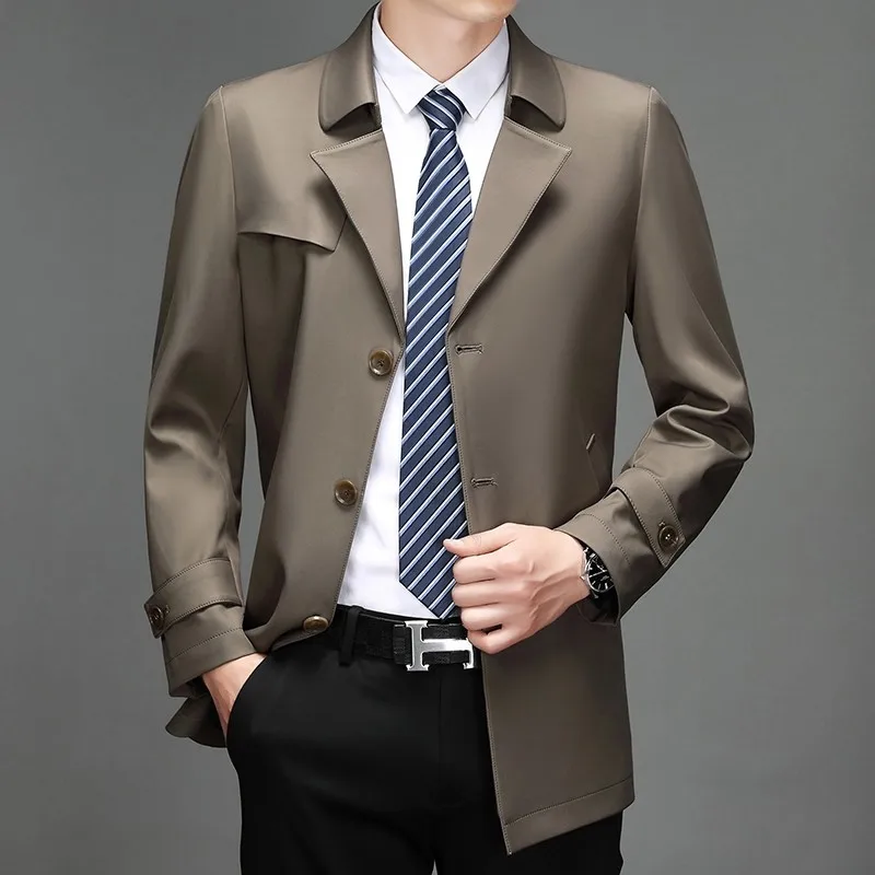 

Spring Autumn Men Trench Coats Superior Quality Buttons 2022 Male Fashion Outerwear Jackets Windbreaker Plus Size 4XL