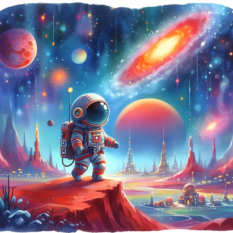 1 Conjunto de pintura diamante com padrão de astronauta, kit DIY para adultos com pintura diamante completa para decoração de casa, artesanato adulto sem moldura
