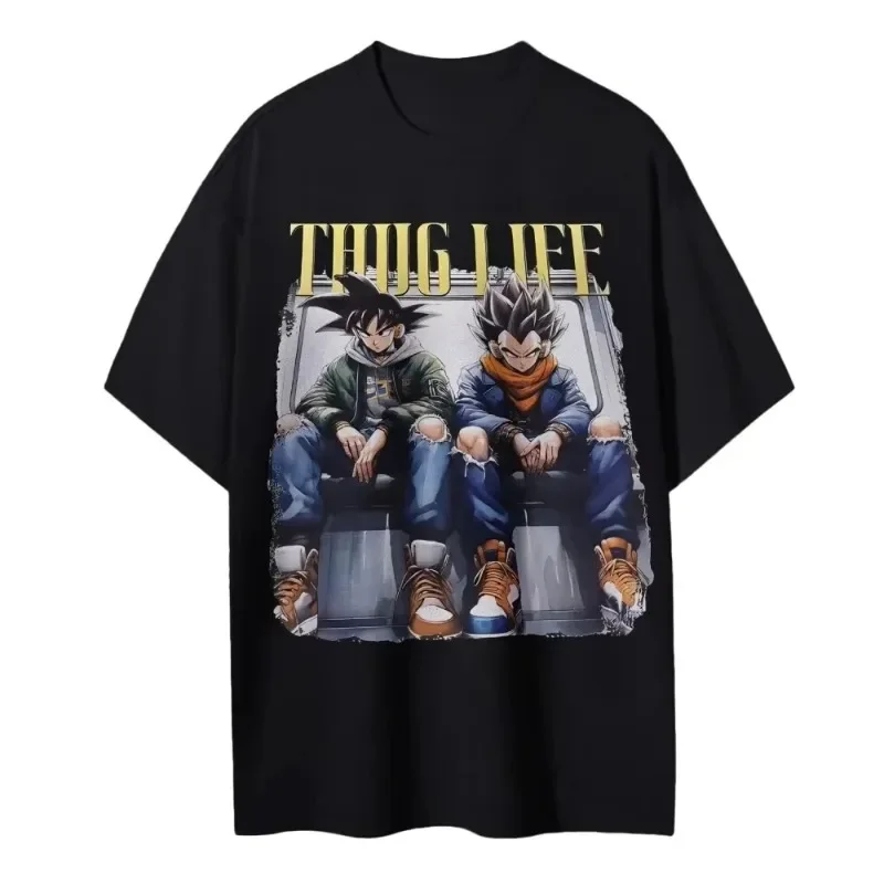 لعبة دراغون بول 2026 جديد حار الطرفية تي شيرت الرسوم المتحركة اليابانية الرجال والنساء الصيف موضة القطن الخالص فضفاض تي شيرت