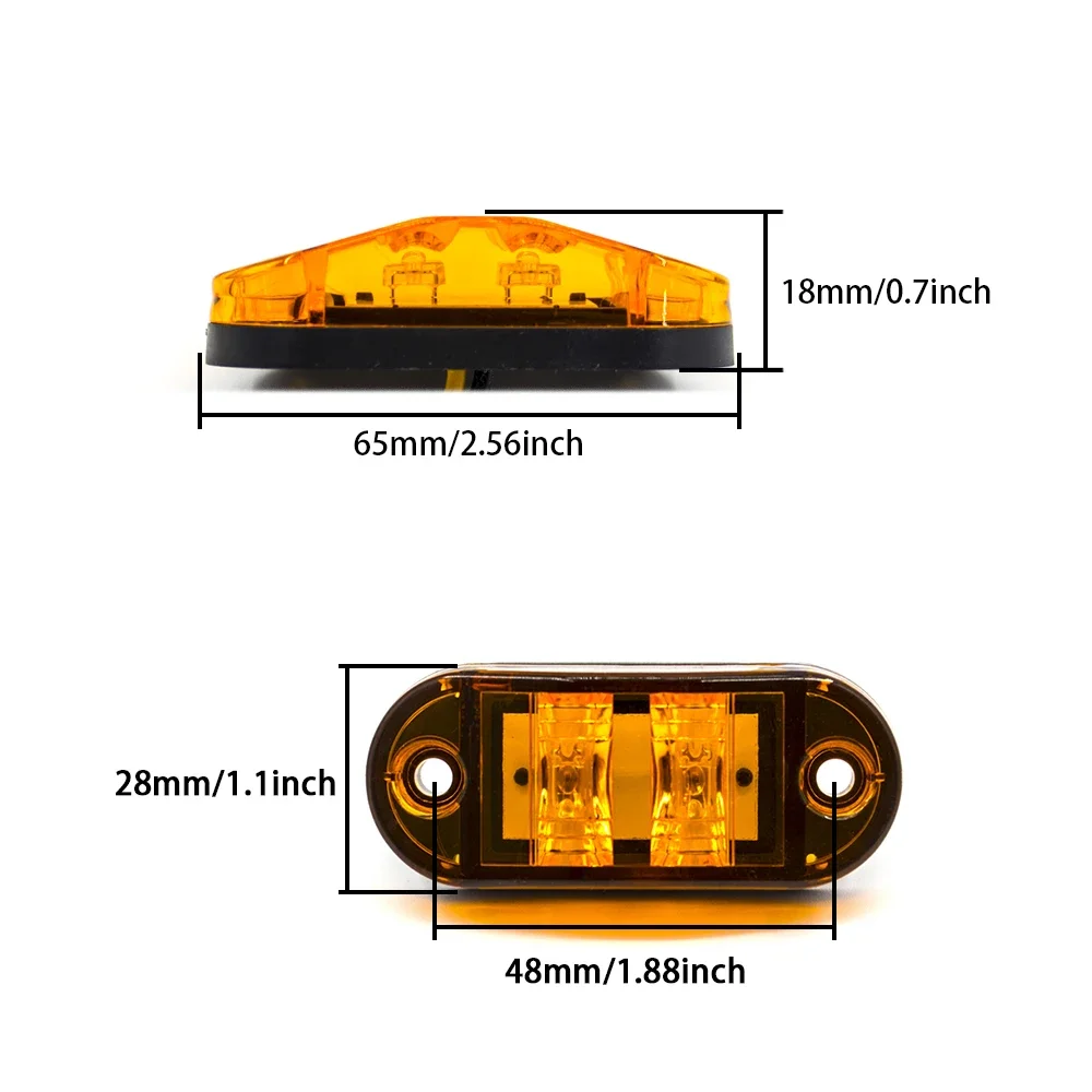 10Pcs 12V 24V Brake Light Stop LED Side Marker lamp Warning Indicator Reflector Truck Trailer Red Yellow White Clearance light