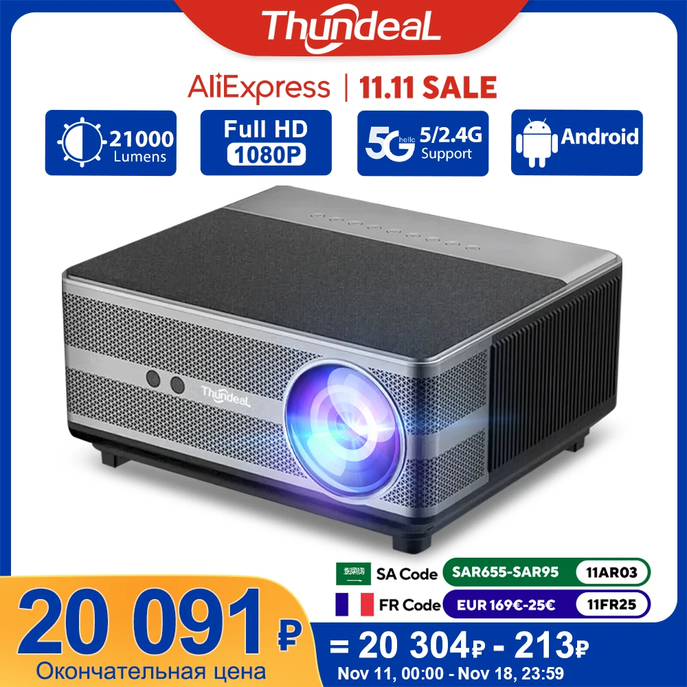 ThundeaL Full HD 1080P Projector TD98 WiFi LED 2K 4K Video Movie Beam TD98W Android Projector PK DLP Home Theater Cinema Beamer