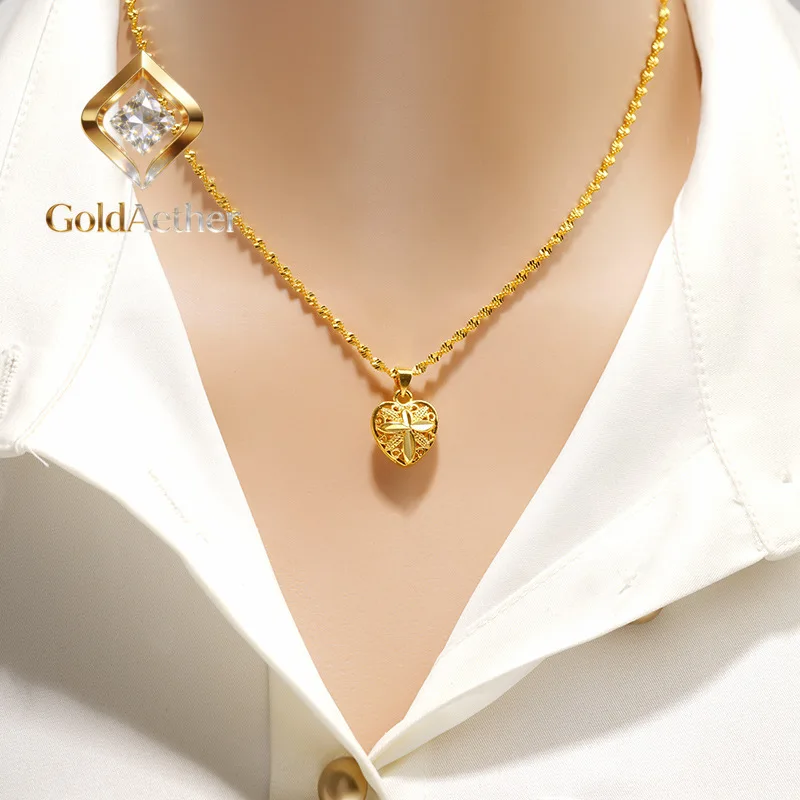 

GoldNouveau Heart Collarbone Chain 24K Gold AU999 Women - Classic style, delicate 24K material, reliable AU999 purity, versatile