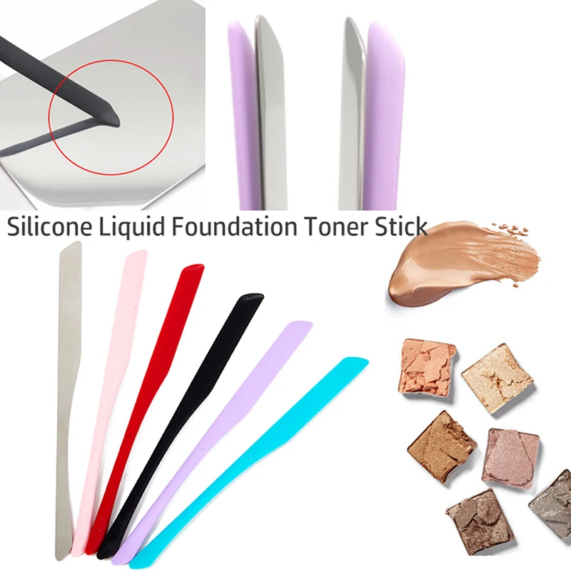 1Pcs stainless steel /silicone Makeup Toner Spatula Mixing Stick Foundation Cream Mixing Tool Cosmetic Make Up Tool