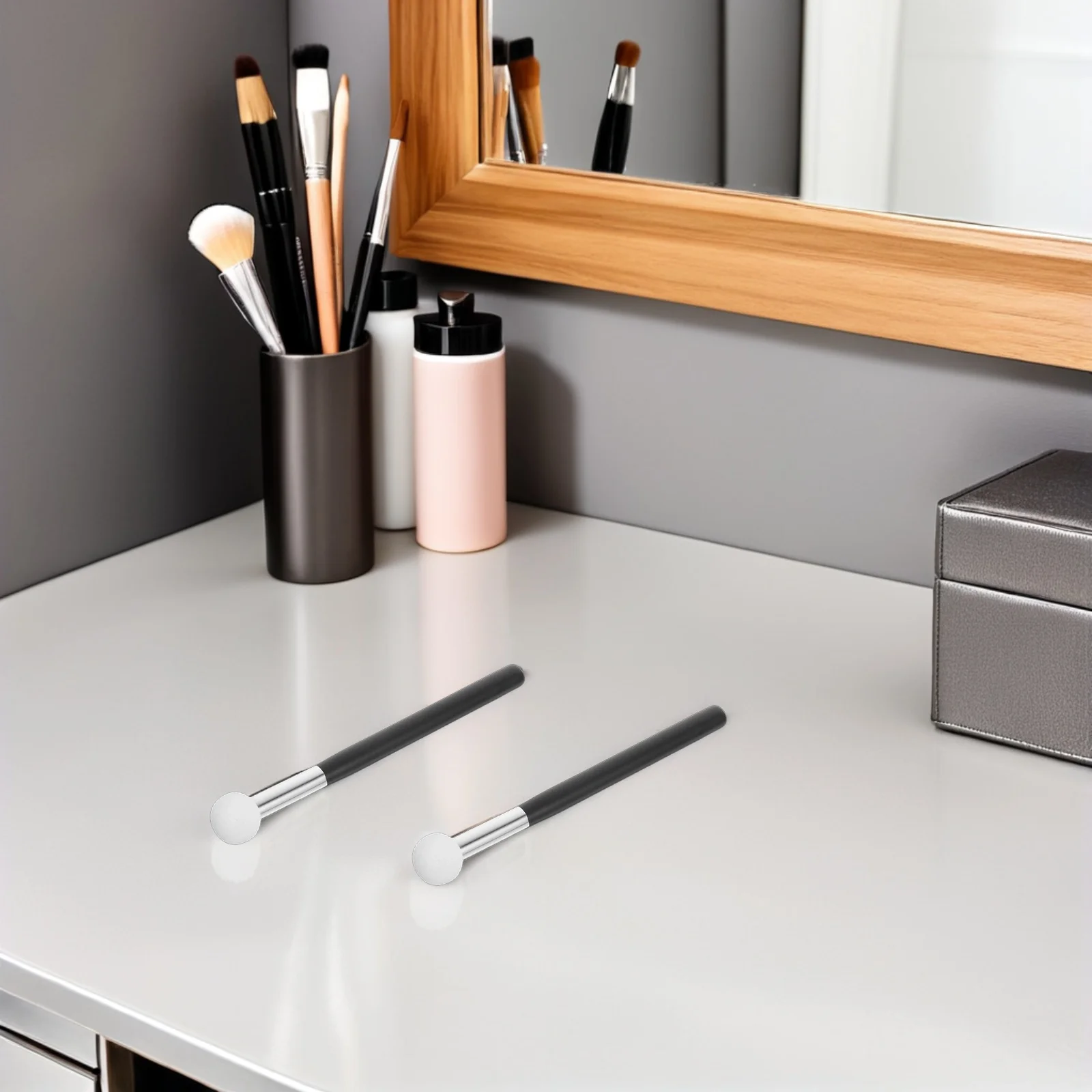 Aplicador de maquillaje de esponja, licuadora en forma de seta para base, corrector, mango de madera, cobertura de precisión, sin residuos, 10 Uds.