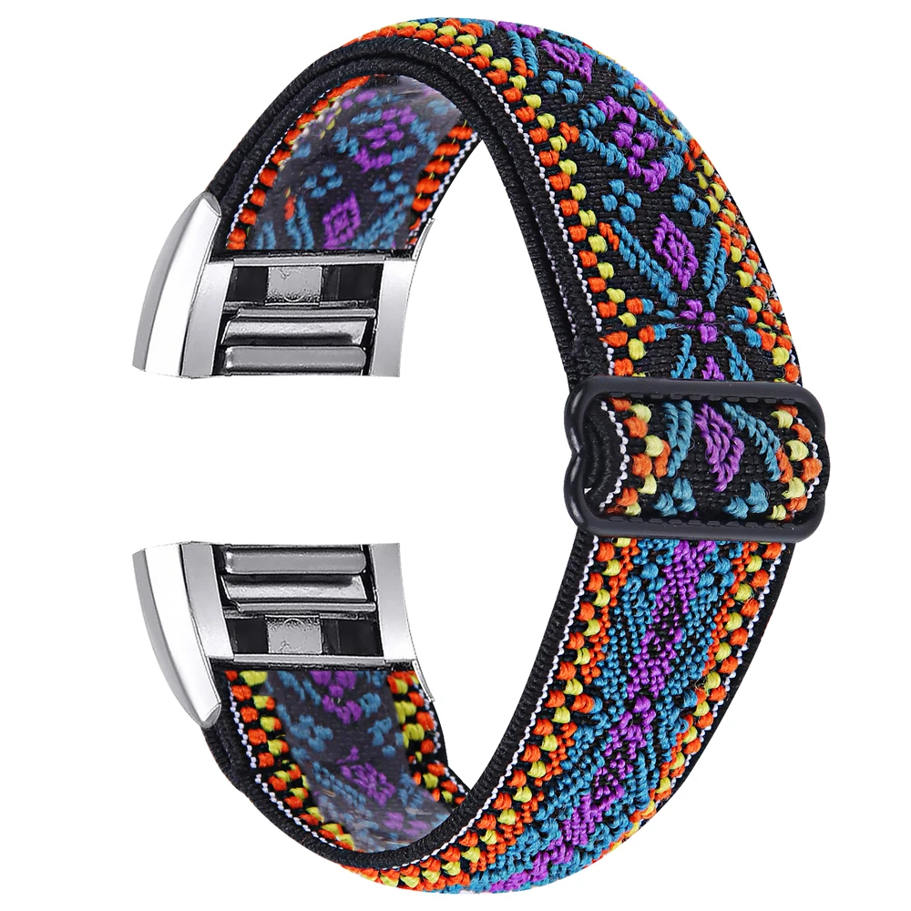 Cinturino in nylon morbido per Fitbit Charge 2 Anello per cinturino per orologio singolo elastico intrecciato sportivo per sostituzione Fitbit Charge 2