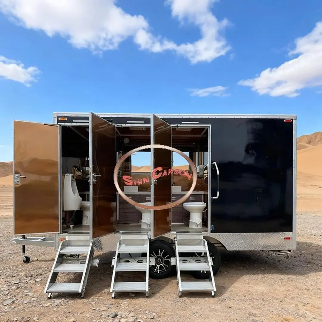 

Weather-Resistant Portable Towed Trailer Toilet with Vent & Waste Storage for Camping Construction Emergencies