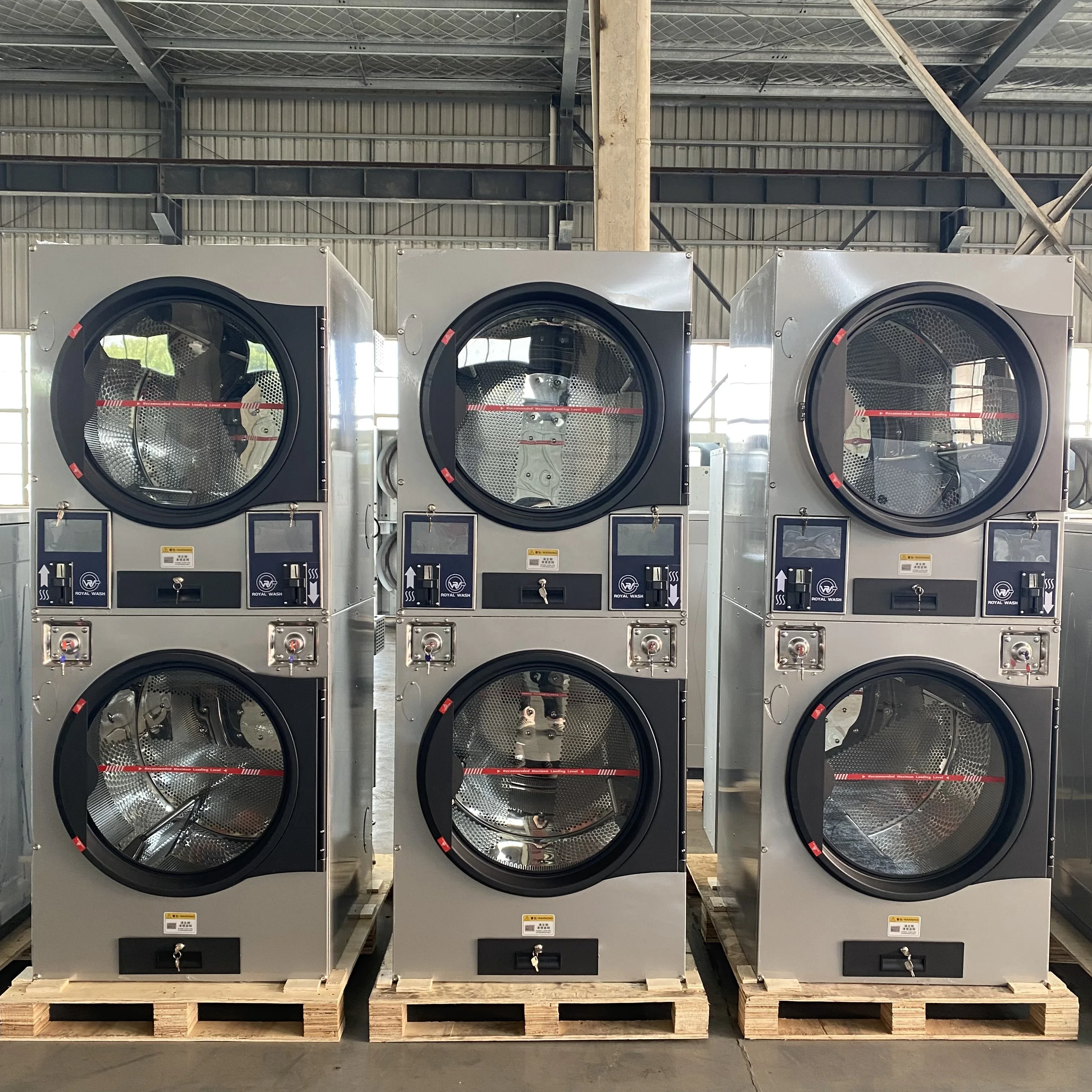 2025 Coin operated stack washer and dryer or double dryers commercial laundry equipment for laundromat