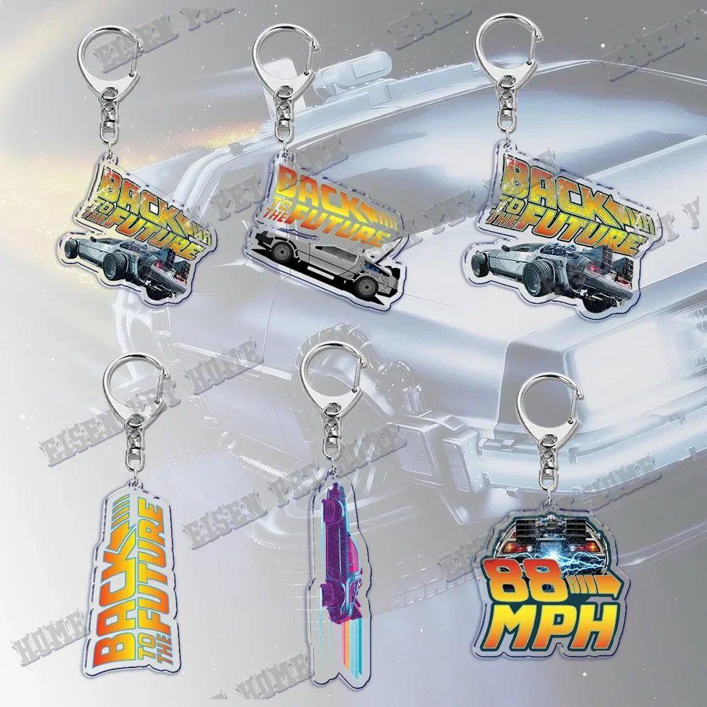 Movie Back To Future Keychain for Accessories Bag Art Vintage Pendant Key Chain Ring Love Pug Keychains Jewelry Christmas Gift