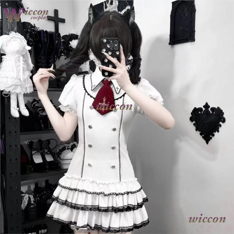 

Wuhu@ Original Japanese Vintage White Lolita Style Lace Shirt Woman School Uniform Dress Harajuku Jirai Kei Korea Style Chic