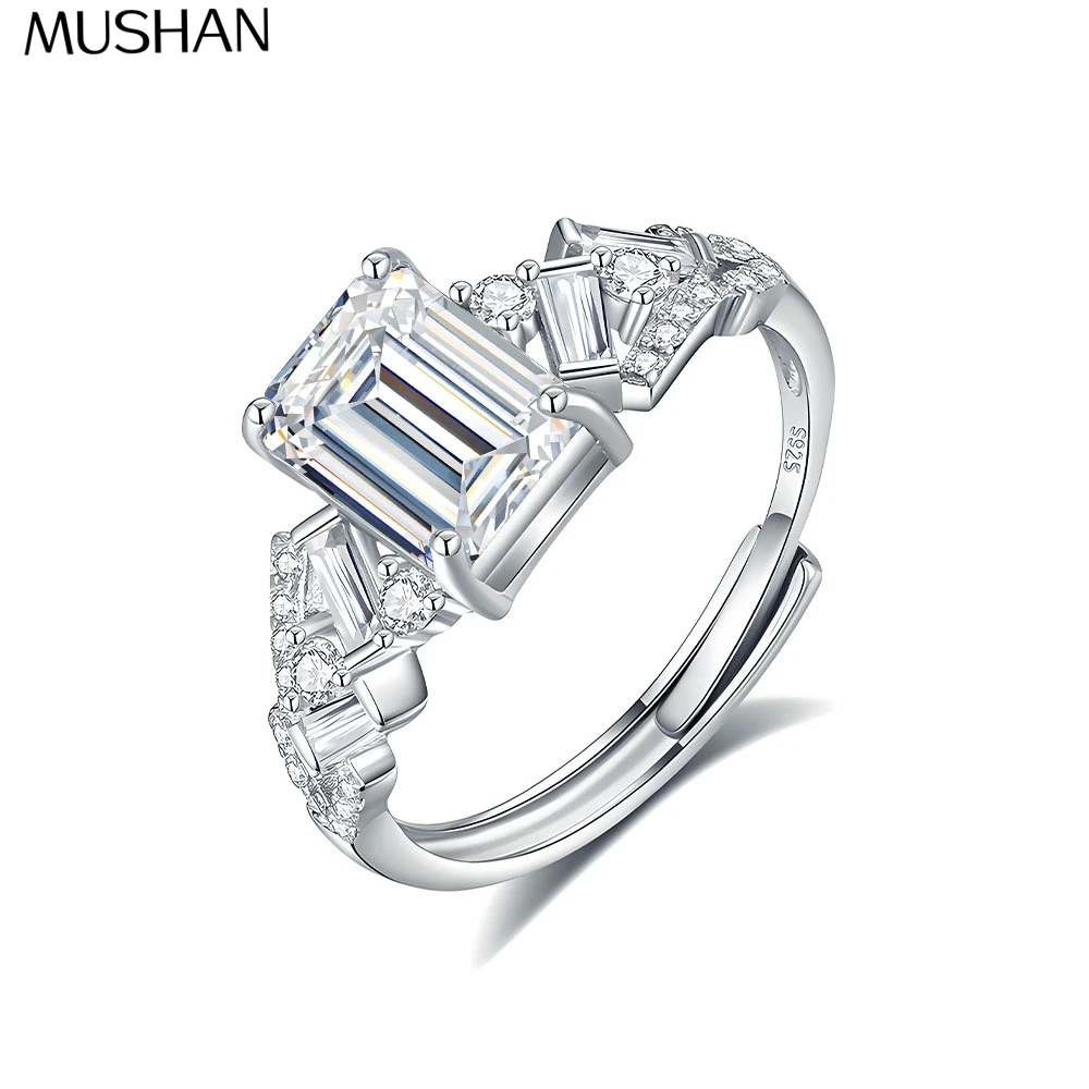 

MuShan Luxury Jewelry 925 Sterling Silver Ring Moissanite Diamond Luxury Ring Women 18K Real Gold Plated MST Patent Fine Rings