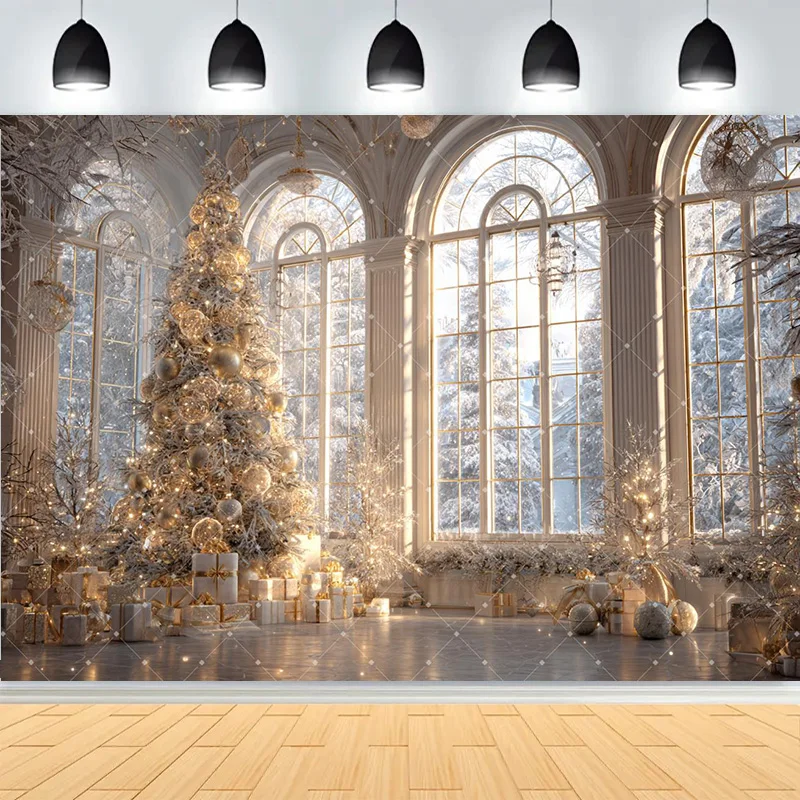 Winter Merry Christmas Festive Windows Photography Background Snowflakes Birthday Party New Year Photo Studio Backdrops CD-6