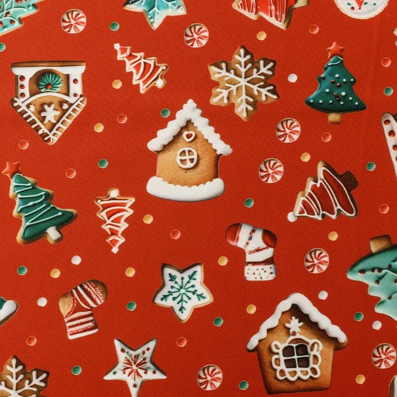 0.5M/1M/2M Holiday House Print Christmas Style Fabric Crafting Świąteczny materiał do szycia obrusu, pikowania, dekoracji DIY