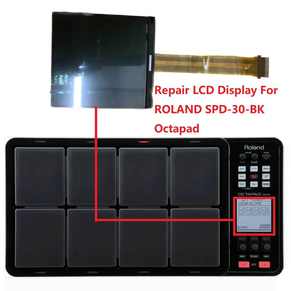 

Original LCD Display For ROLAND SPD-30 SPD30 Matrix Screen Repair （No backlight）