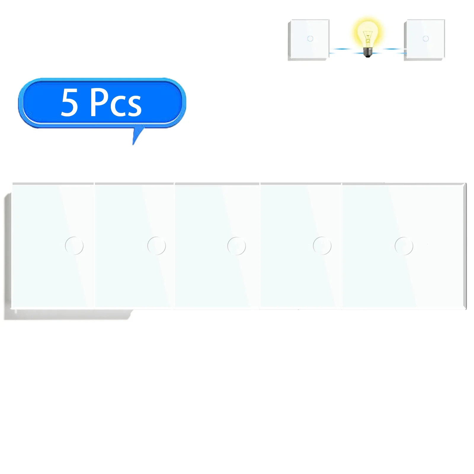 BSEED 1-fach 2/3-Wege Touch-Schalter Wandlichtschalter Weiß Kristallklar Wasserdicht LED-Sensor-Schalter Schwachblau Hintergrundbeleuchtung Einphasig Treppenlichtschalter