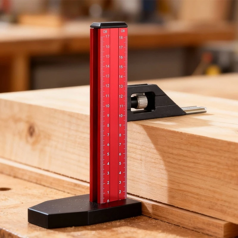

Измерительный инструмент для настройки и измерения высоты и глубины настольной пилы из алюминиевого сплава, регулируемый, высокоточный, метрический и дюймовый, для деревообработки
