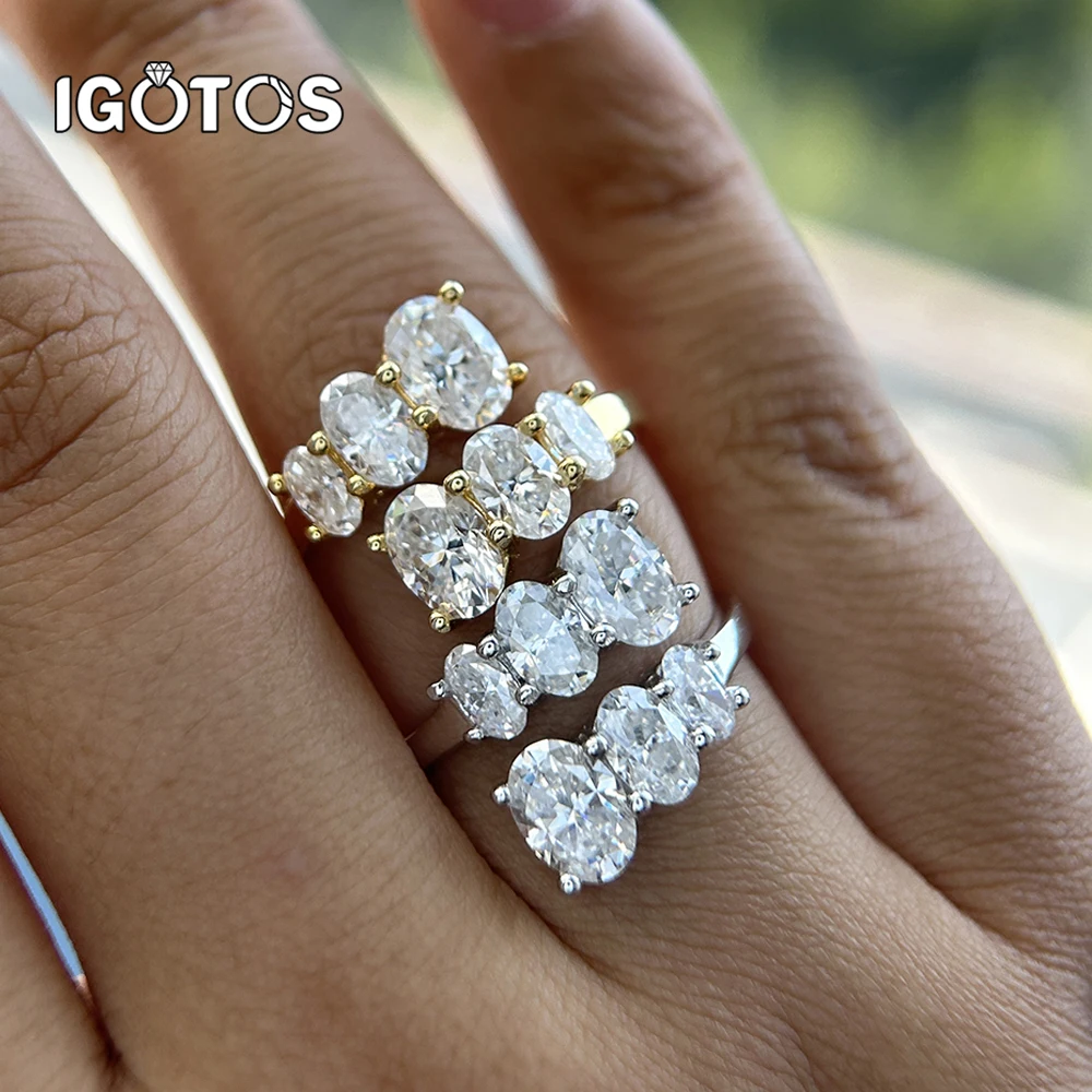 

3,6cttw сертифицированное обручальное кольцо с муассанитом для женщин S925, серебро овальной огранки, обручальное кольцо для невесты, лабораторный бриллиант, роскошные ювелирные изделия