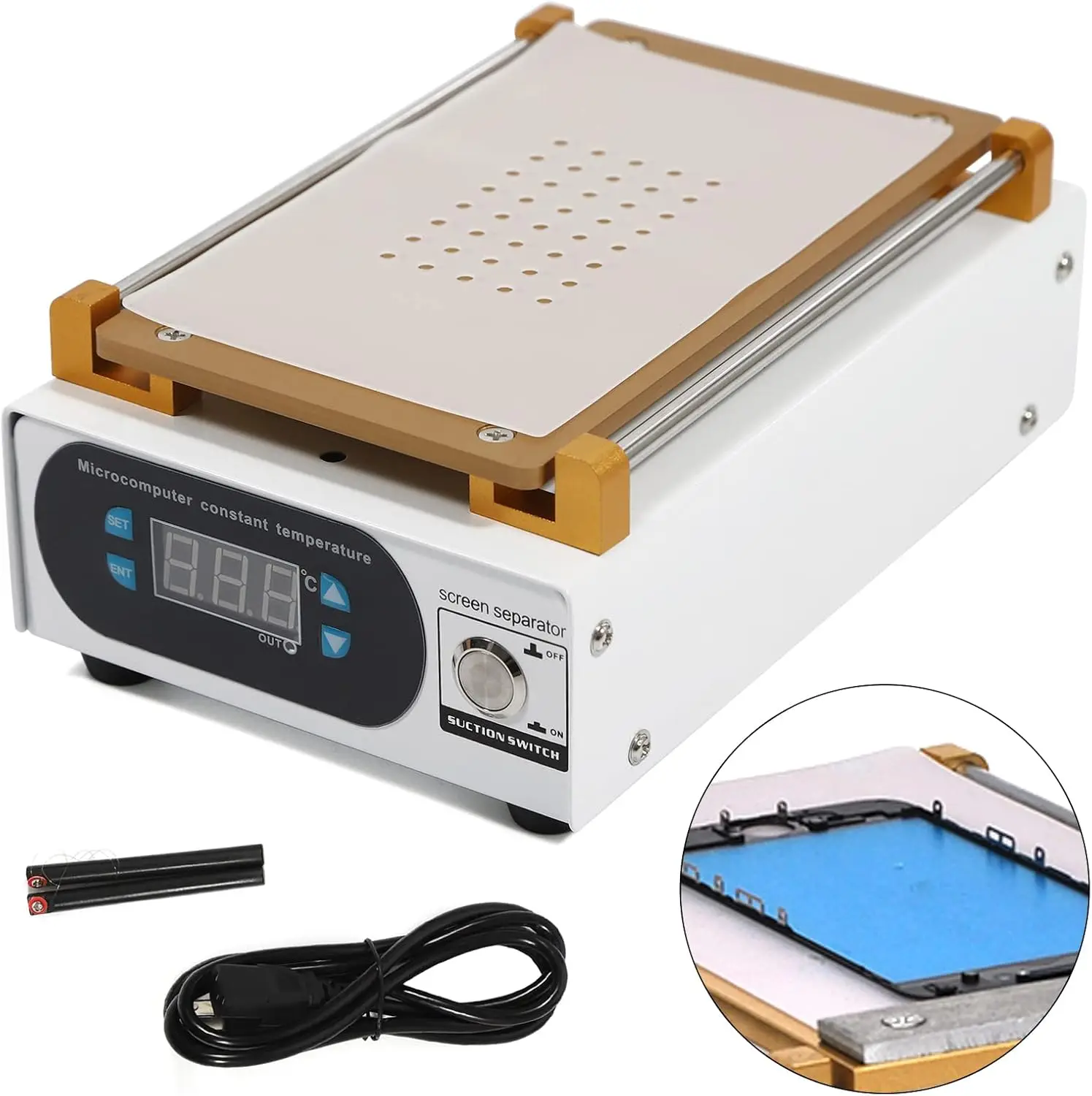 7 Inch LCD Screen Separator Machine, Touch Screen Removal, Built-in Vacuum Pump Phone Heating Plate Glass Removal Repair Device