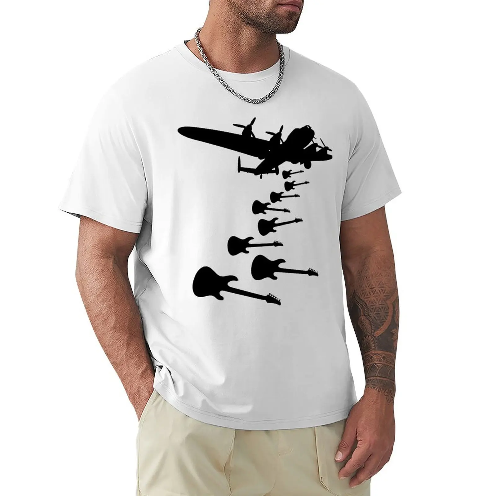 

Guitar Bomber Silhouette T-Shirt customs design your own summer top tops T-shirts for men cotton