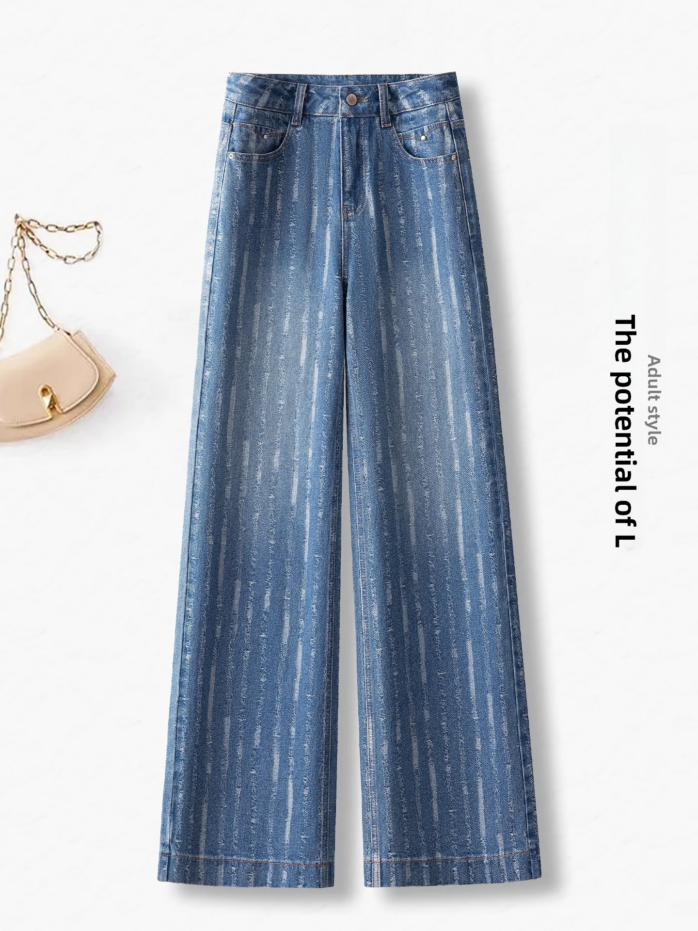 

New Women's High Waist Straight Leg Wide Leg Jeans Slimming Effect Casual Style Spring Autumn New Edition Guangzhou Xintang