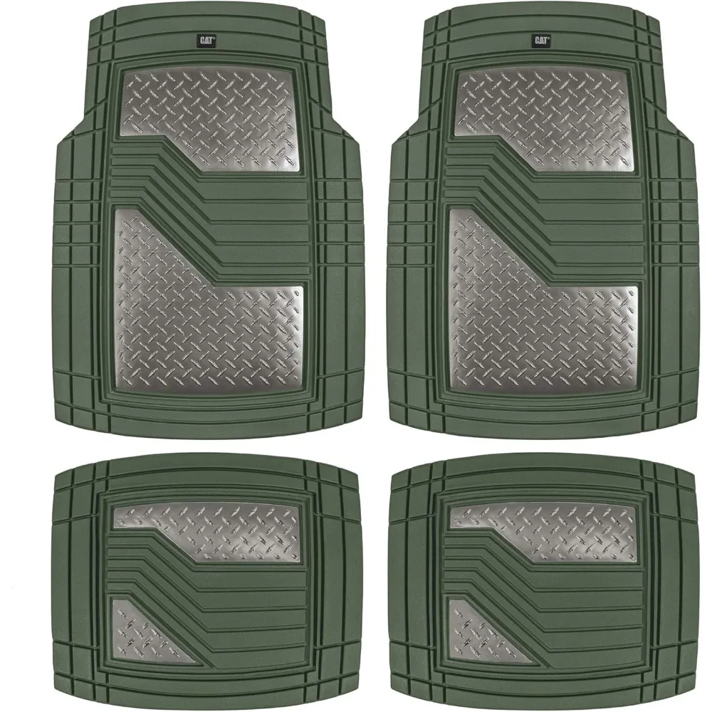 

All Weather Rubber Floor Mats for Cars Trucks SUV Trim to Fit Anti Slip Heel Pad Universal Protection Green