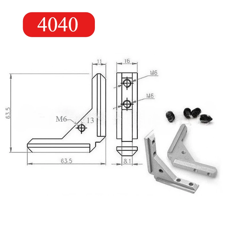 2020 3030 4040 Aluminum Profile Corner Bracket, Universal Angle Connector, Groove Fixing Hardware for Panel & Door Frame view 4