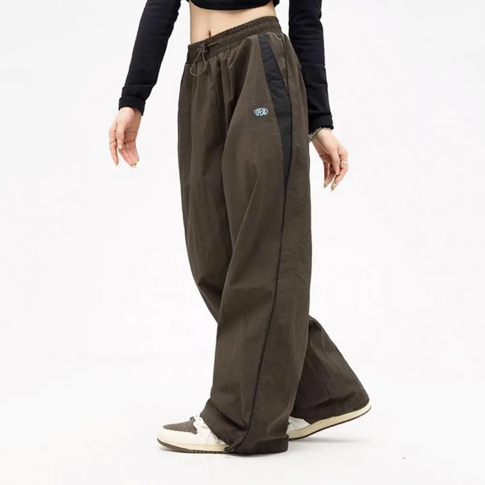 

Hip Hop Pants Retro Patchwork Color Jogger Pants with High Waist Wide Leg Women's Elastic Waistband Hip Hop Baggy Trousers for A