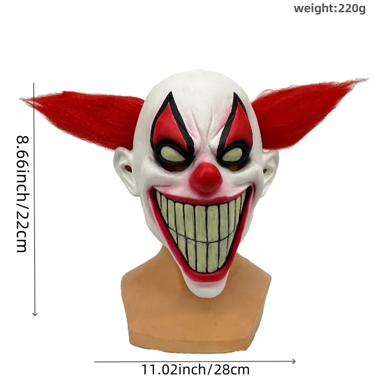 1 PC Clown Mask Creepy Evil Killer Joker Red Nose Clown Mask Scary Halloween Mask Cosplay Costume Prop For Adults